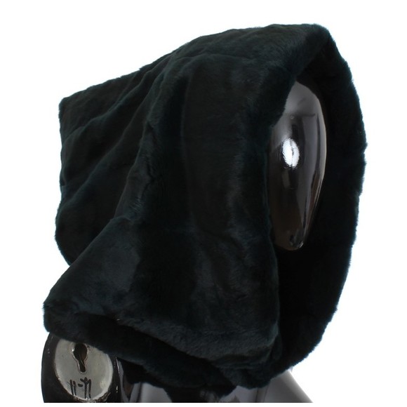 Dolce & Gabbana Black Weasel Fur Whole Head Wrap Hat